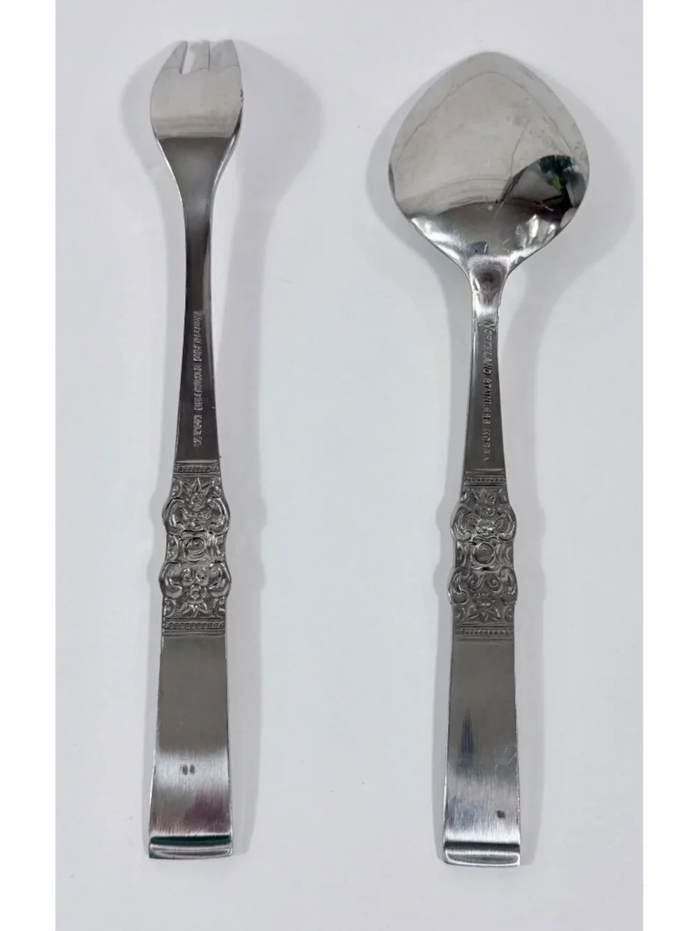 Vintage Northland Oneida Stainless Steel Shrimp Form Soup Spoon Set Flatware Sil